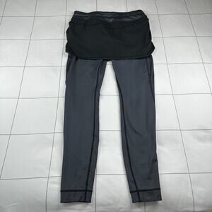 Athleta Leggings Womens Small Gray Black Fleece 2 in 1 Modest Athletic Hiking